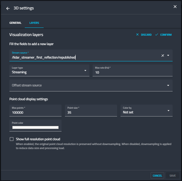 3D Layer Settings