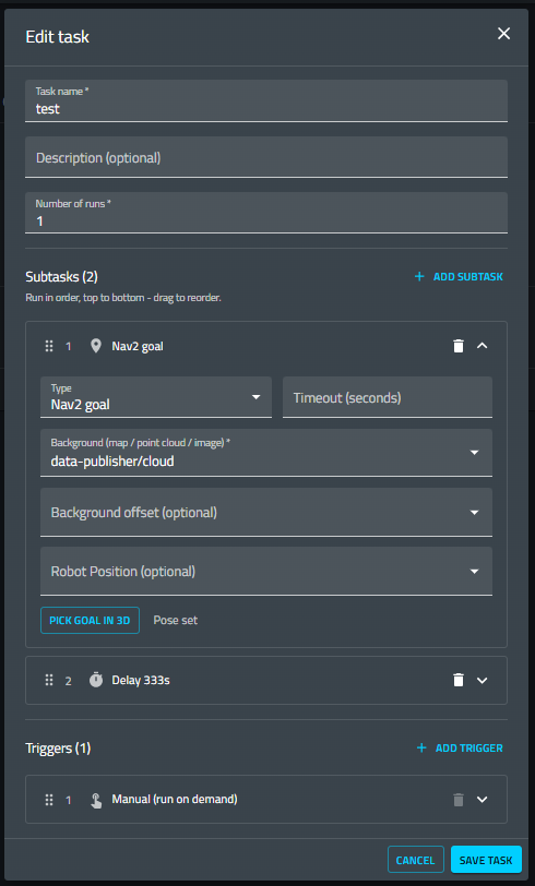 Editing a Nav2 goal subtask