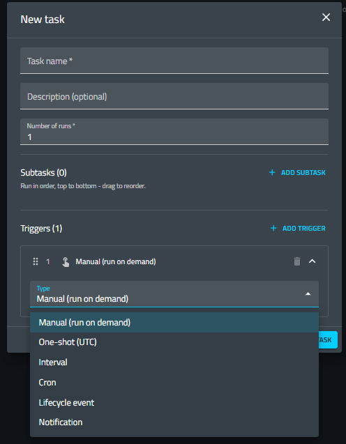 Trigger type selection